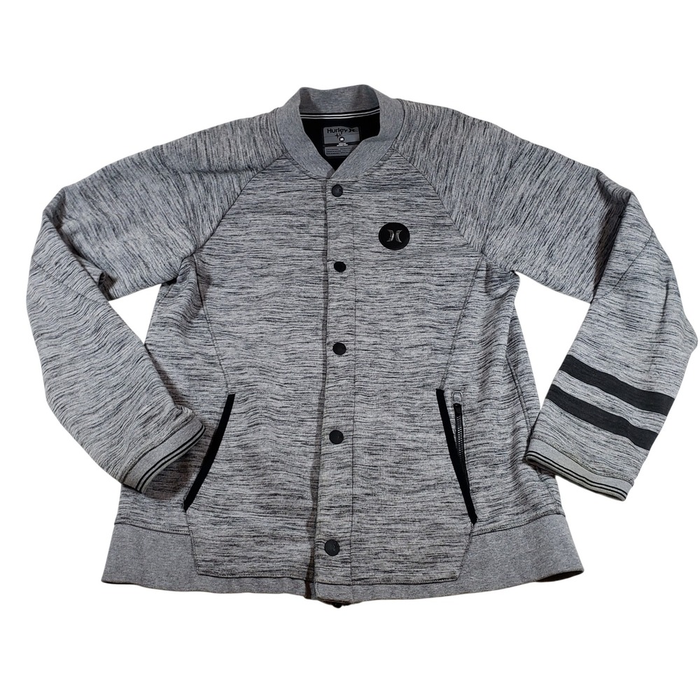 Hurley Phantom Bomber Jacket Heathered Gray Full Snap‎ Track Style Size M